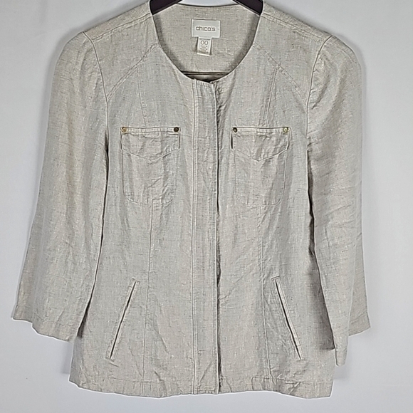 CHICO'S Linen Lightweight Shacket Size XS - Picture 1 of 10
